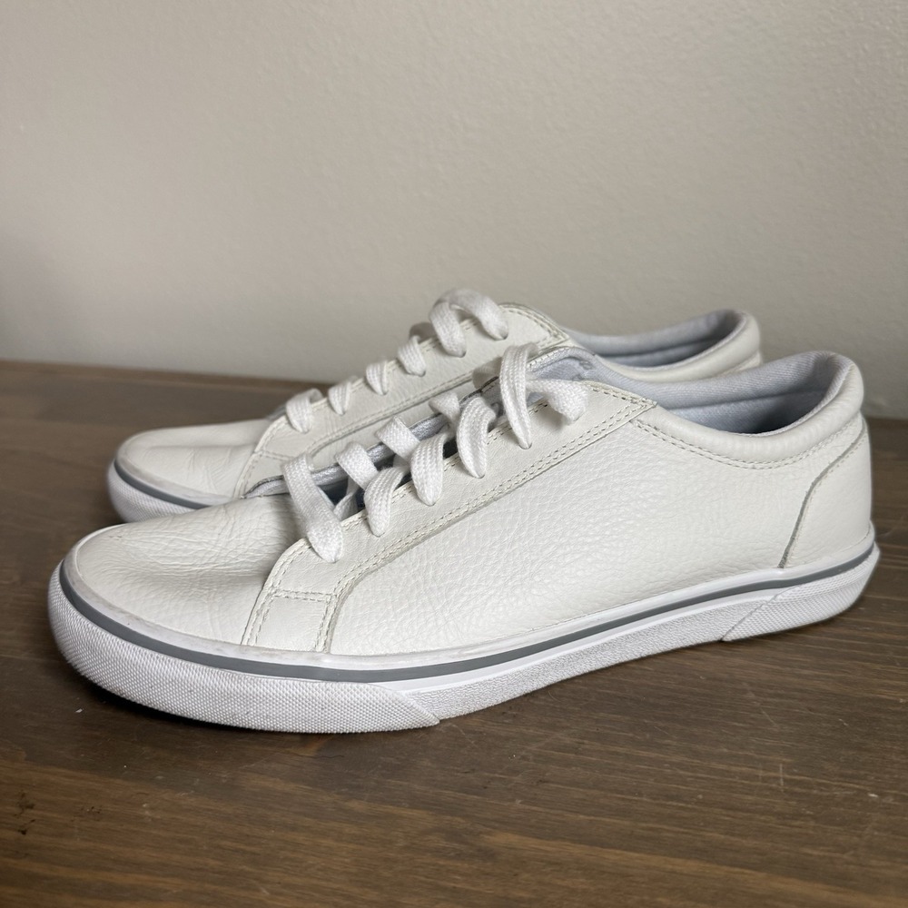Eddie Bauer Womens 9 White Leather Low Top Lace Up Chatham Comfort Sneakers - Picture 2 of 9